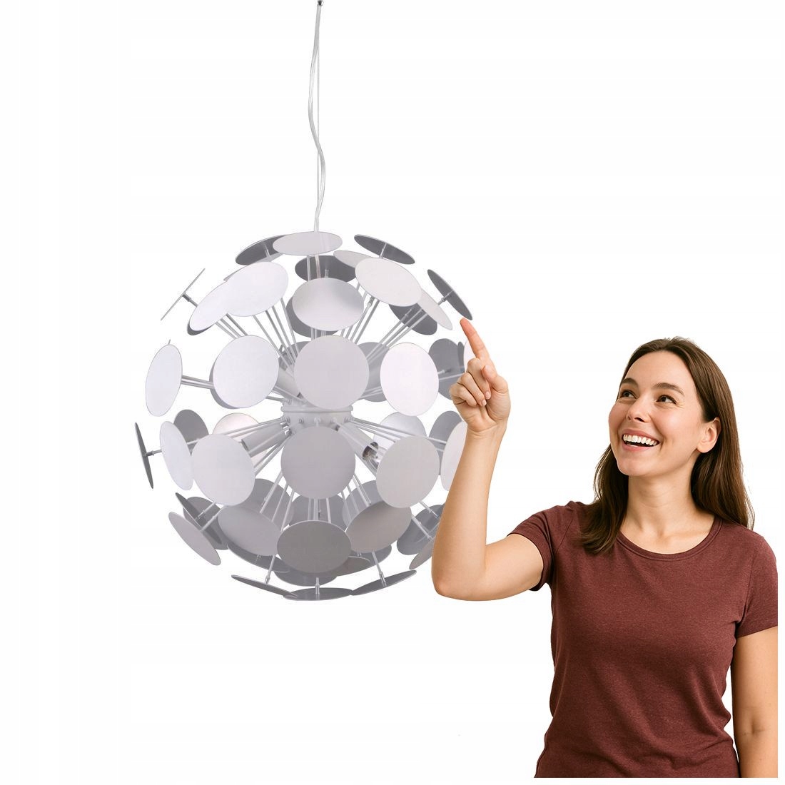 Moderná závesná lampa Mailone 6xE14 bielo-strieborná Italux