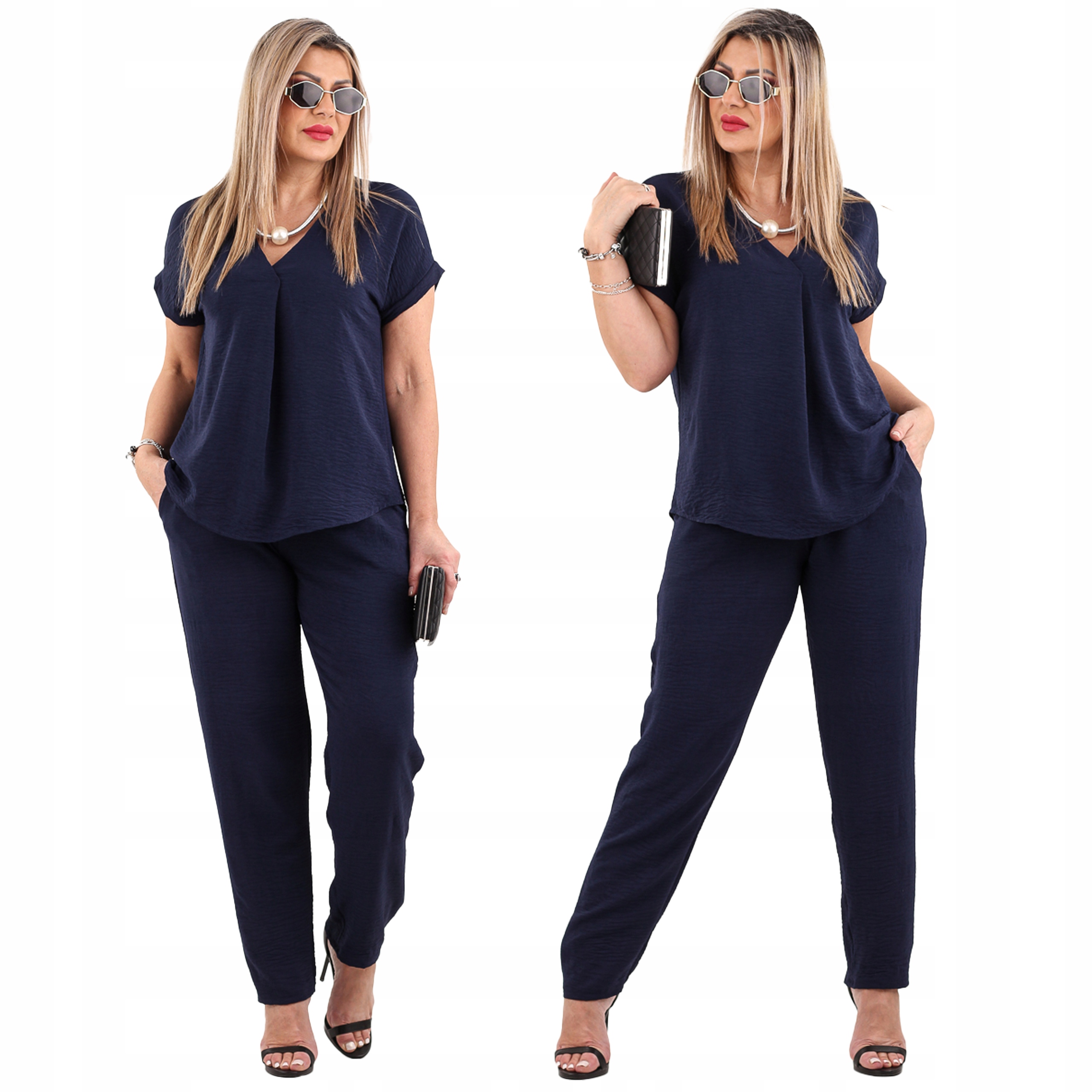 Komplet Damski Duże Rozmiary Polski Producent Bluzka I Spodnie