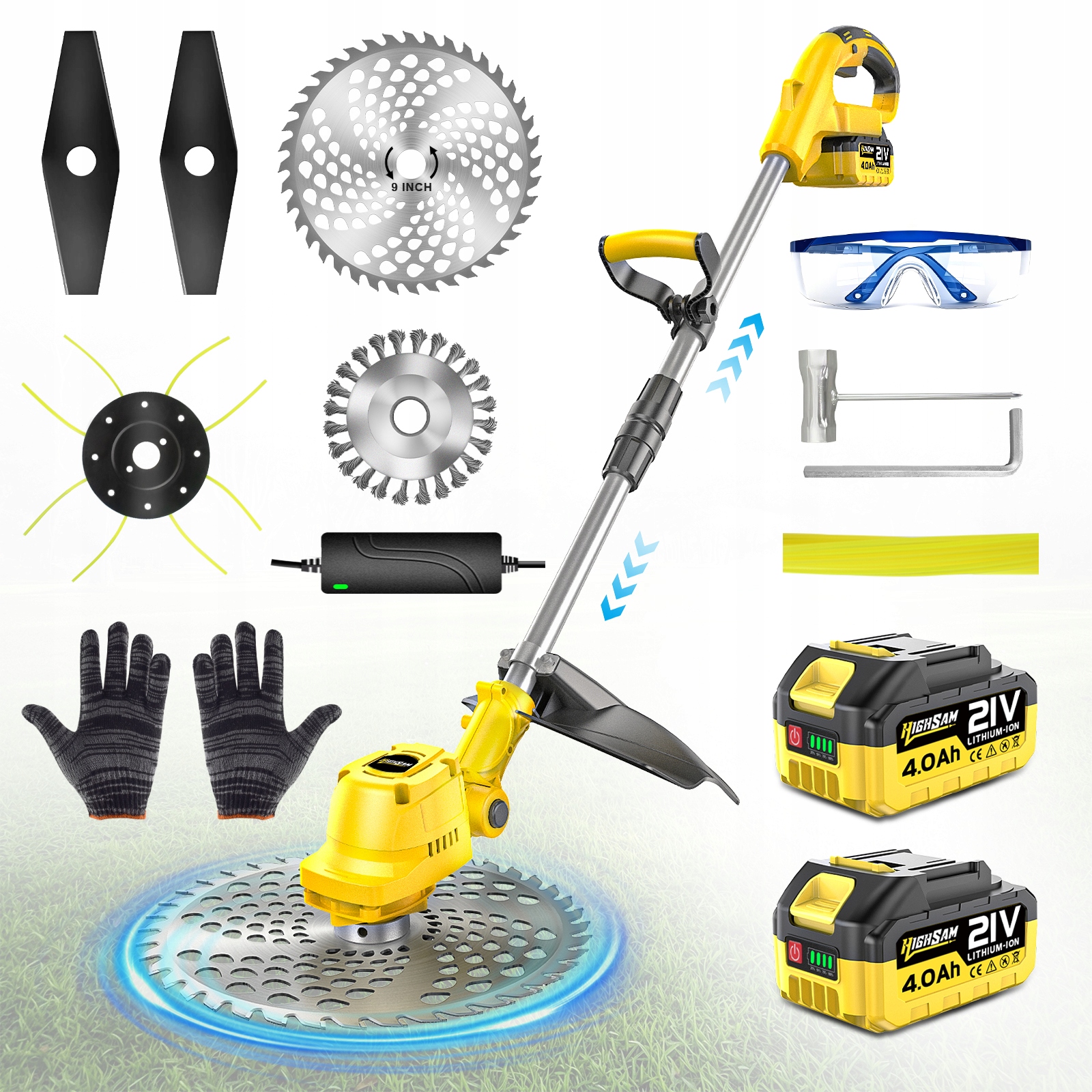 Akumulátorový Vyžínač Křovinořez Strunový Sekačka Silný Motor 2 Baterie