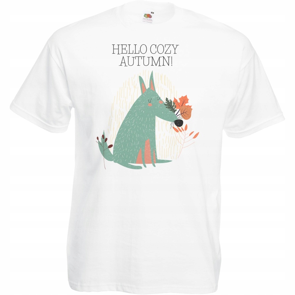 

Koszulka hello autumn jesień pies XL biała