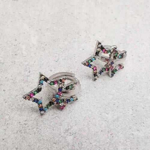 Stříbrné náušnice s hvězdičkami a barevnými zirkony