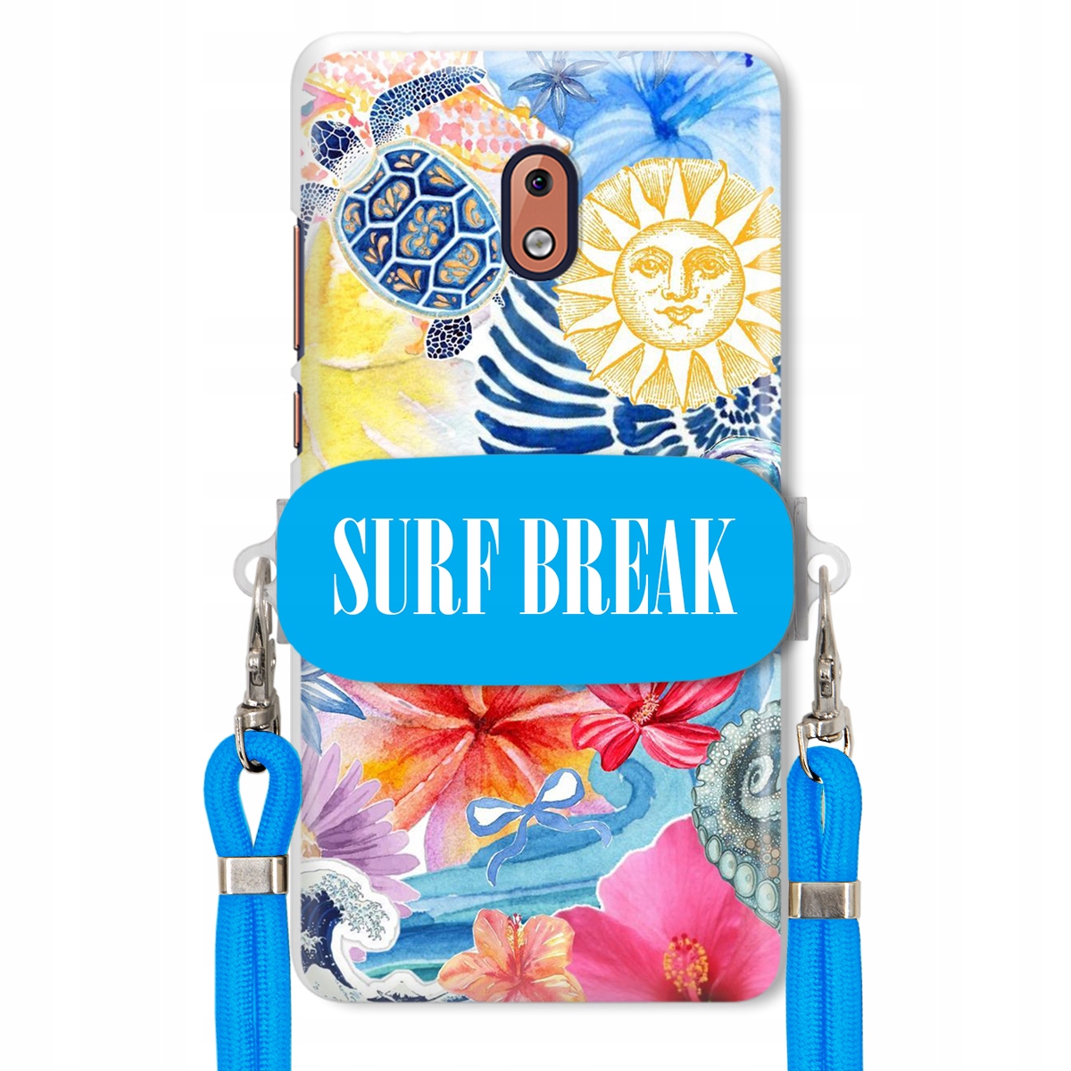 Pouzdro pro Nokia 2.1 Crossbody vodítko modré držák Surf Break Prázdninový