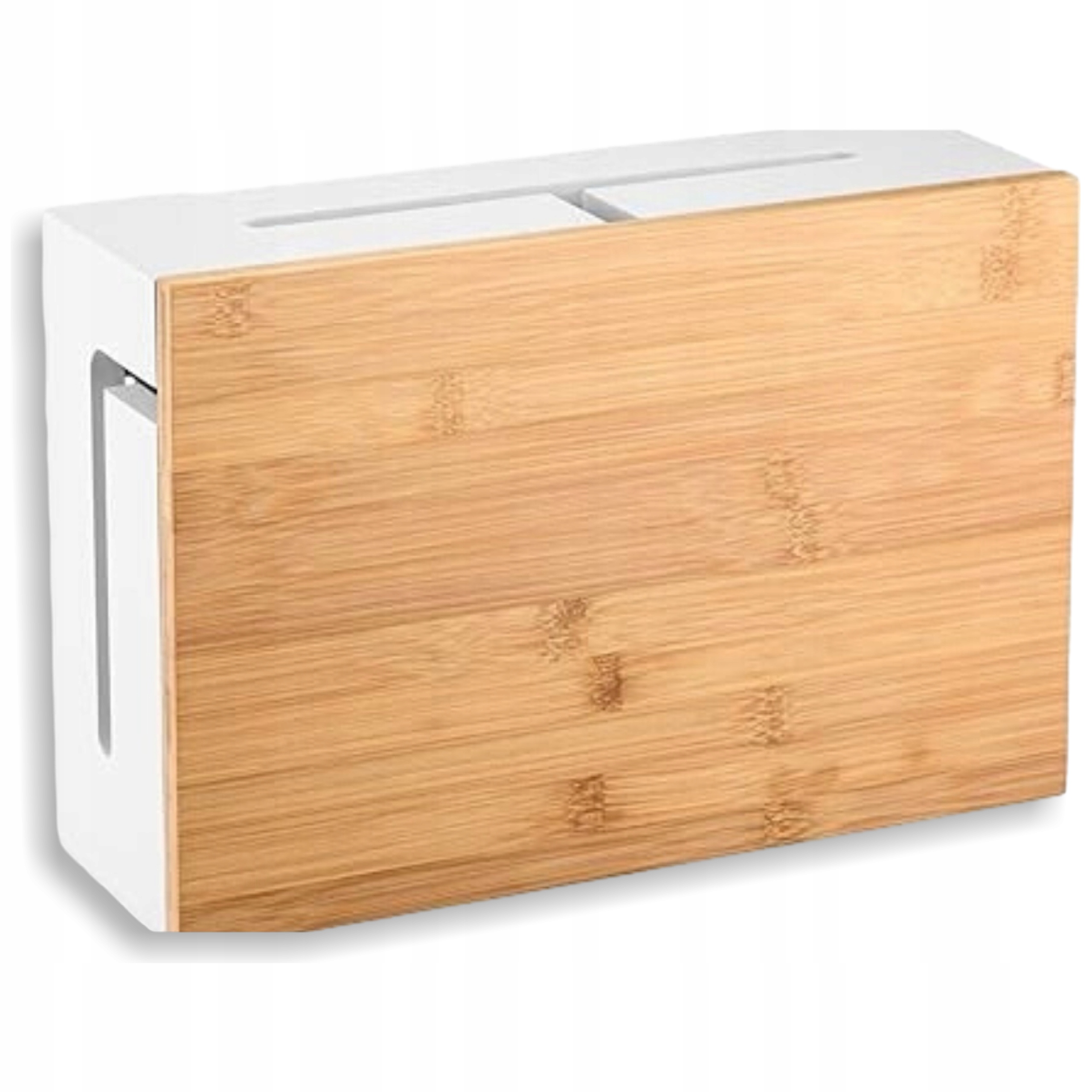 Skrzynka Organizer Na Kable Przedłużacz Przewody Biała Drewno Stojąca