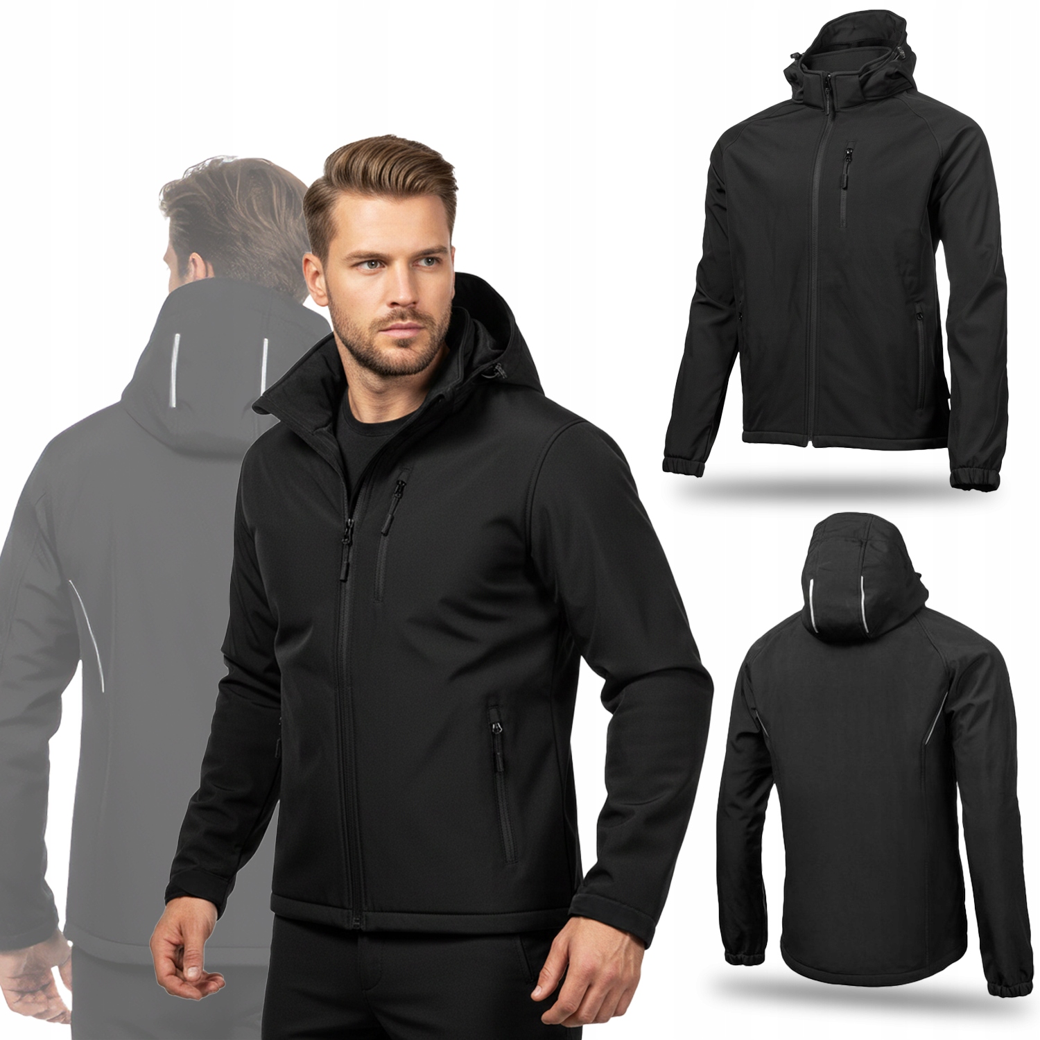 Kurtka Męska Softshell Robocza Bluza Wodoodporna Oddychająca Z Kapturem