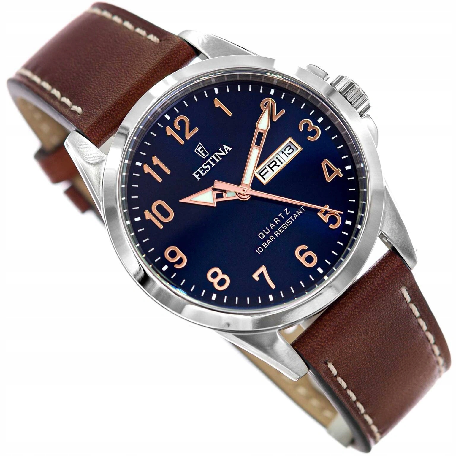 Pánské Hodinky Festina F20358/B Classic Elegantní Na Hnědém Řemínku Datumovka