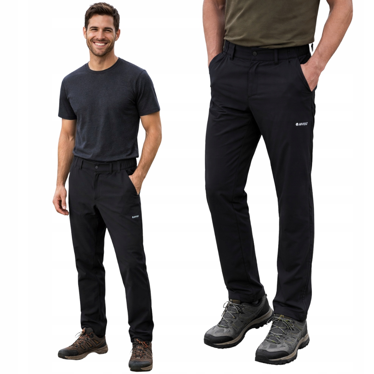 Spodnie Trekkingowe Hi-Tec Męskie Czarne Zapinana Kieszeń Szybkoschnące XXL