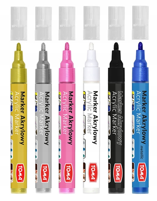 Fixy umělecké 6 Ks Bílá černá +4 metalíza