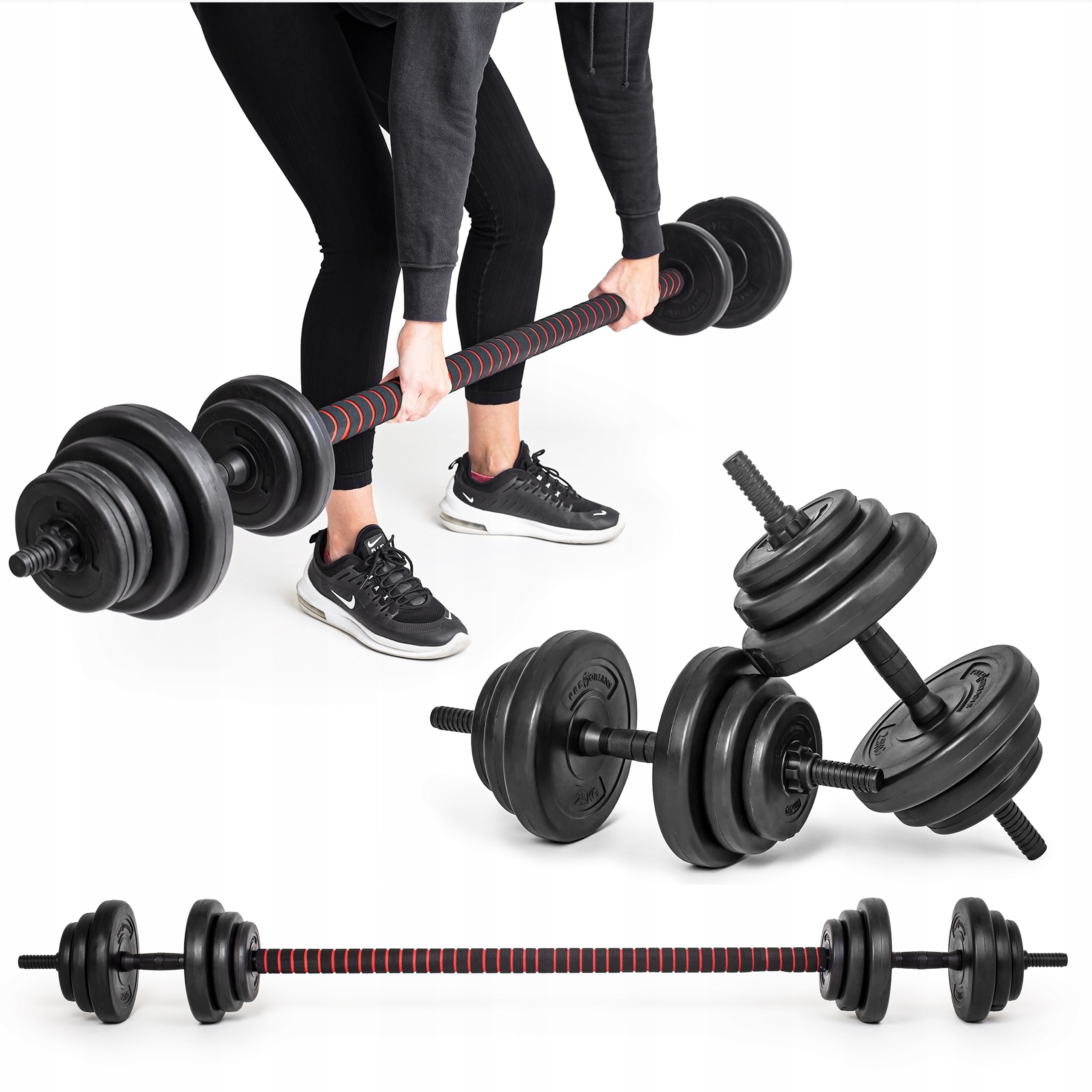 Zestaw 20 kg sztanga 2w1 hantle Pretorians — 9