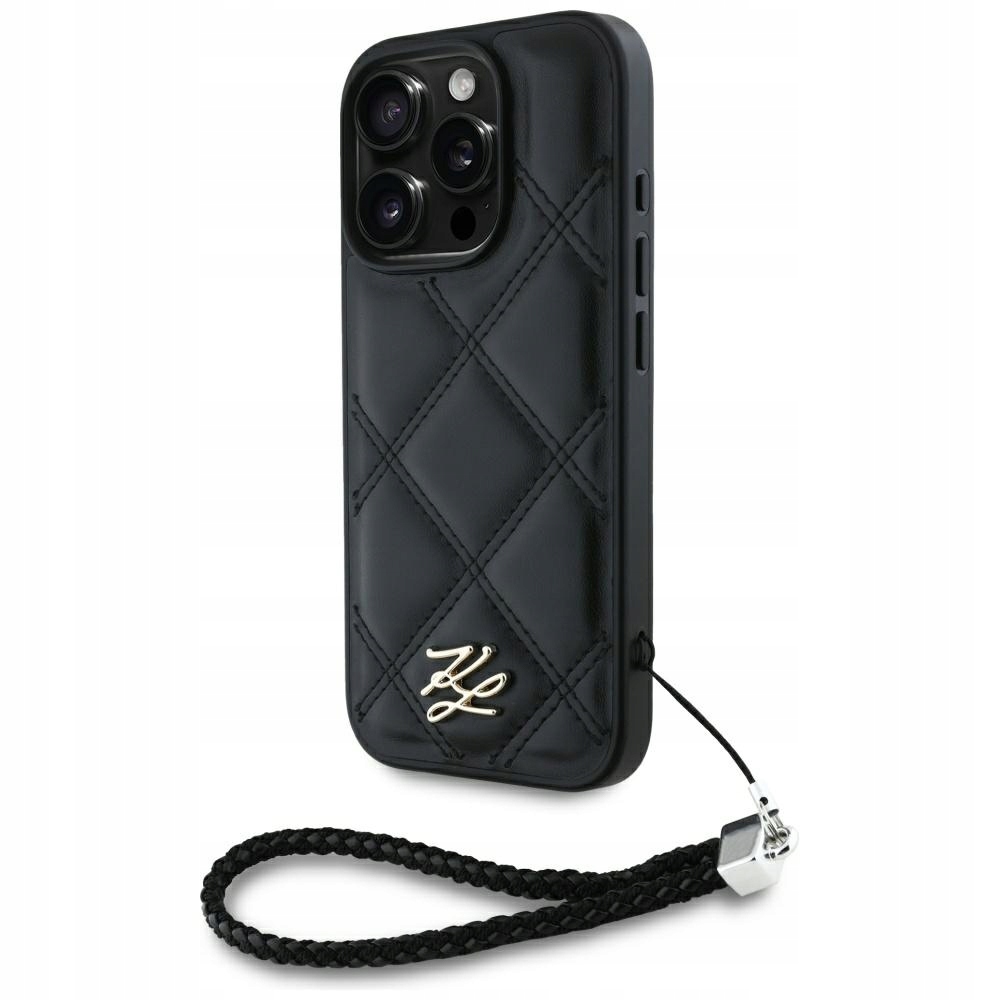Pouzdro Karl Lagerfeld Quilted Initial Logo & Chain Strap pro iPhone 16 Pro