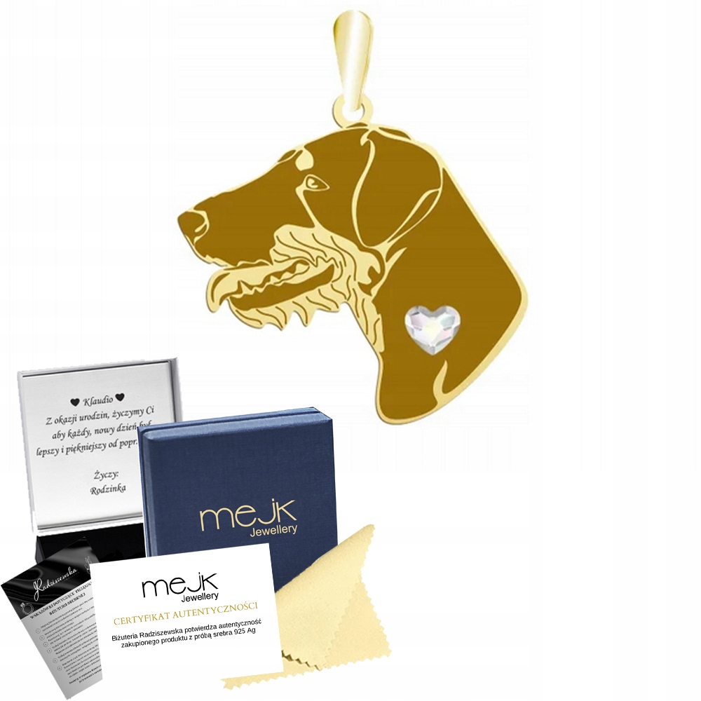 Zlatý přívěsek Německý lovecký teriér 925 Šperky jako Dárek Gravírování