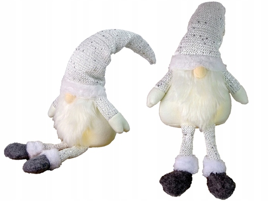 

Świąteczny Skrzat Krasnal Świecący 40 cm Szary