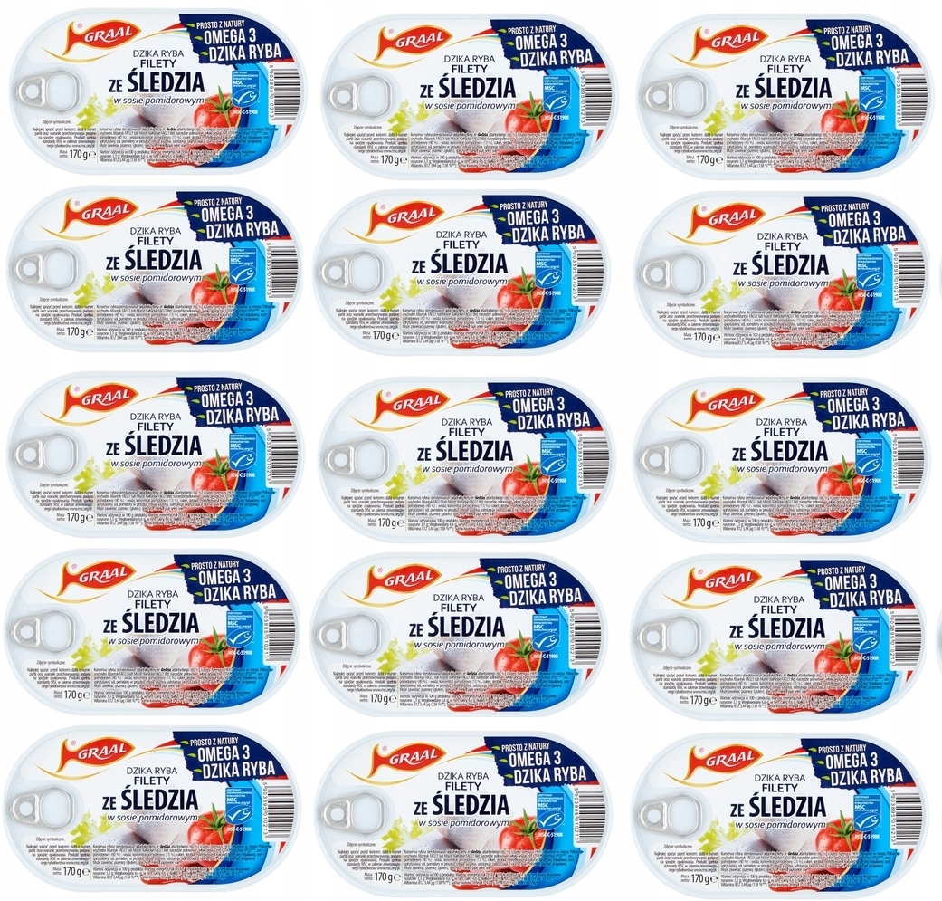 15x 170g Graal filety ze śledzia w sosie pomidorowym Karton