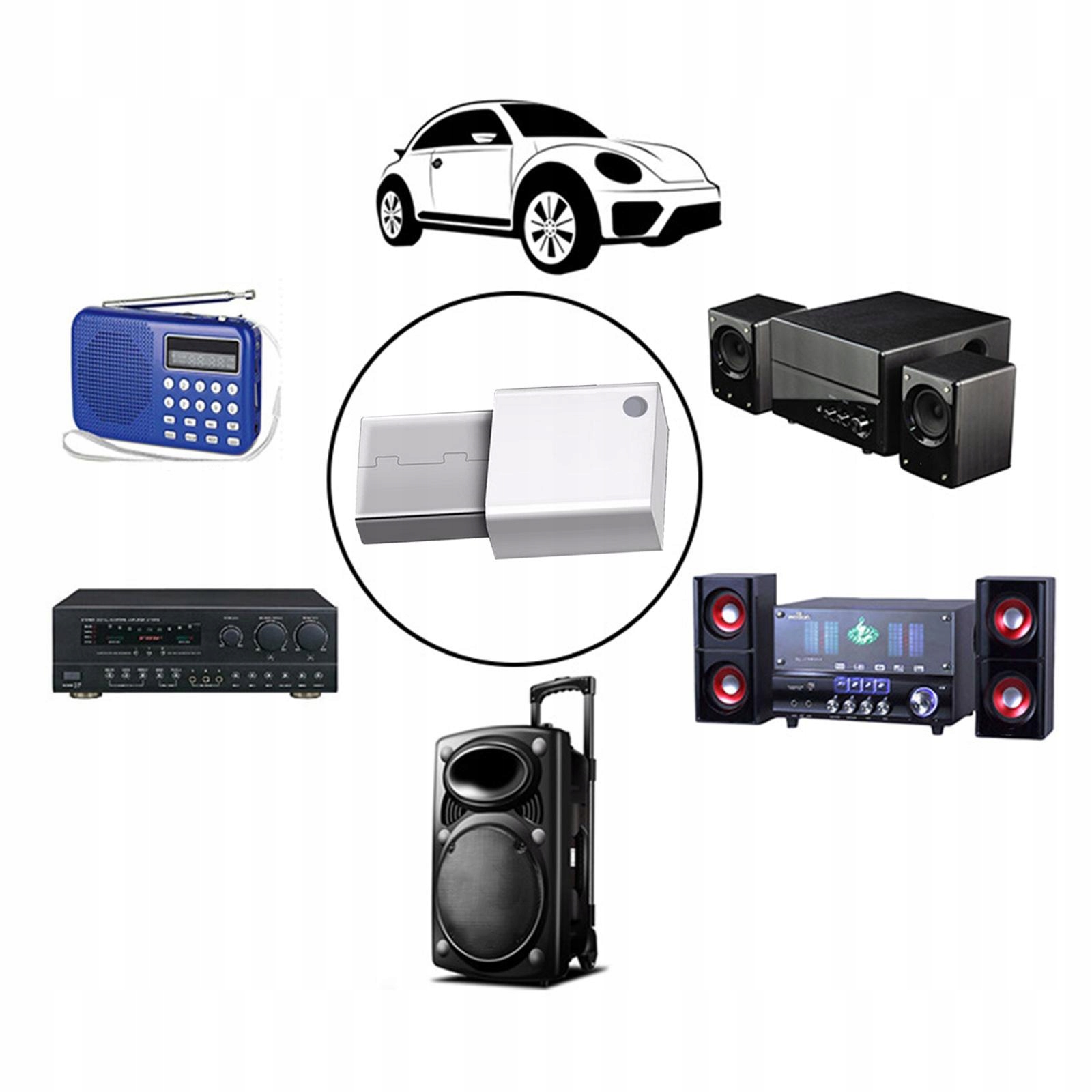 Adapter USB Bluetooth 5.0 Mini, bezprzewodowy, biały Model adapter usb wifi adapter bluetooth adapter usbc