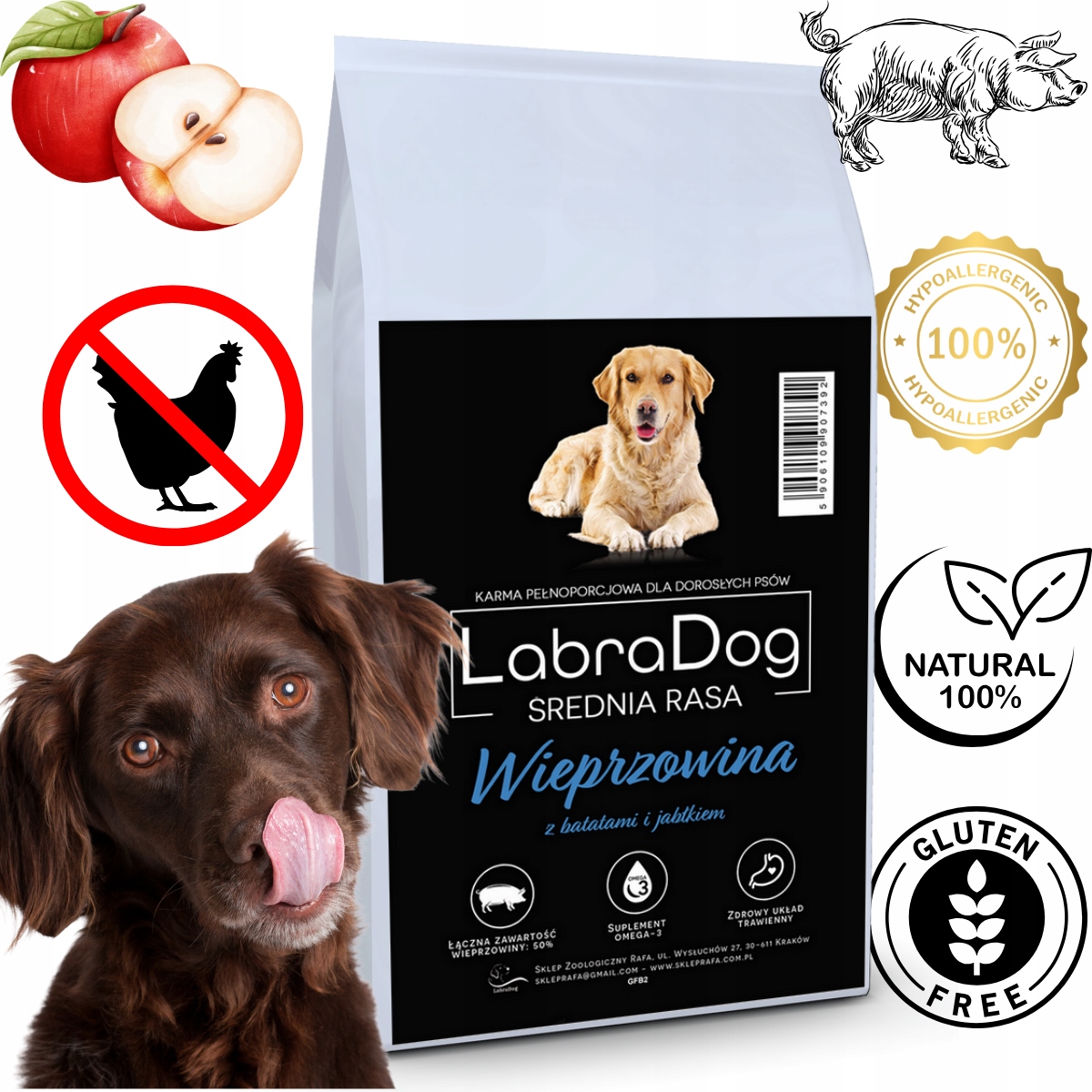 Levně Krmivo LabraDog Superfood Monoproteinové vepřové maso bez kuřecího masa Alergie 2 kg