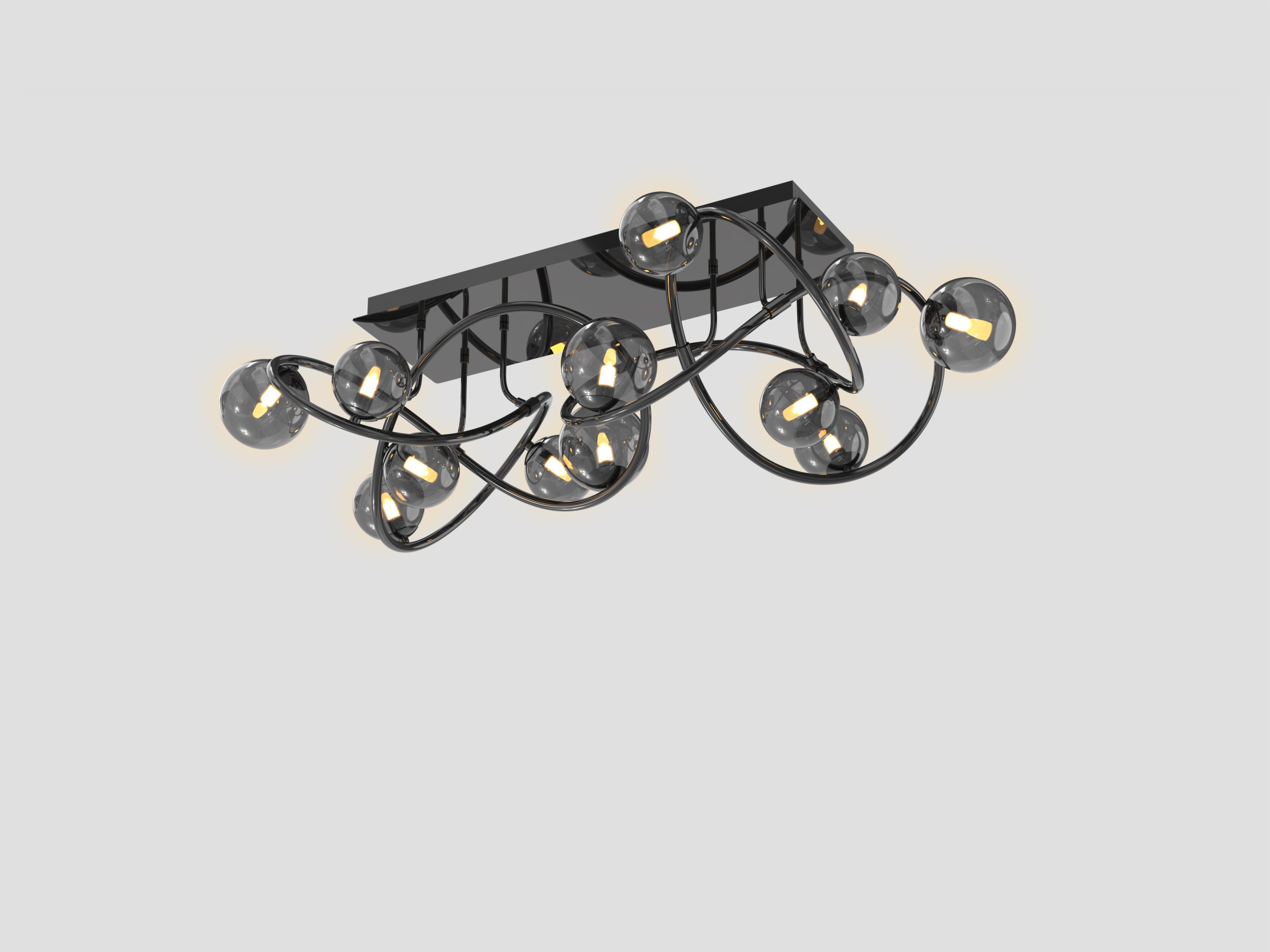 Stropná lampa Nancy s 12 tienidlami – elegantná lampa v čiernej farbe