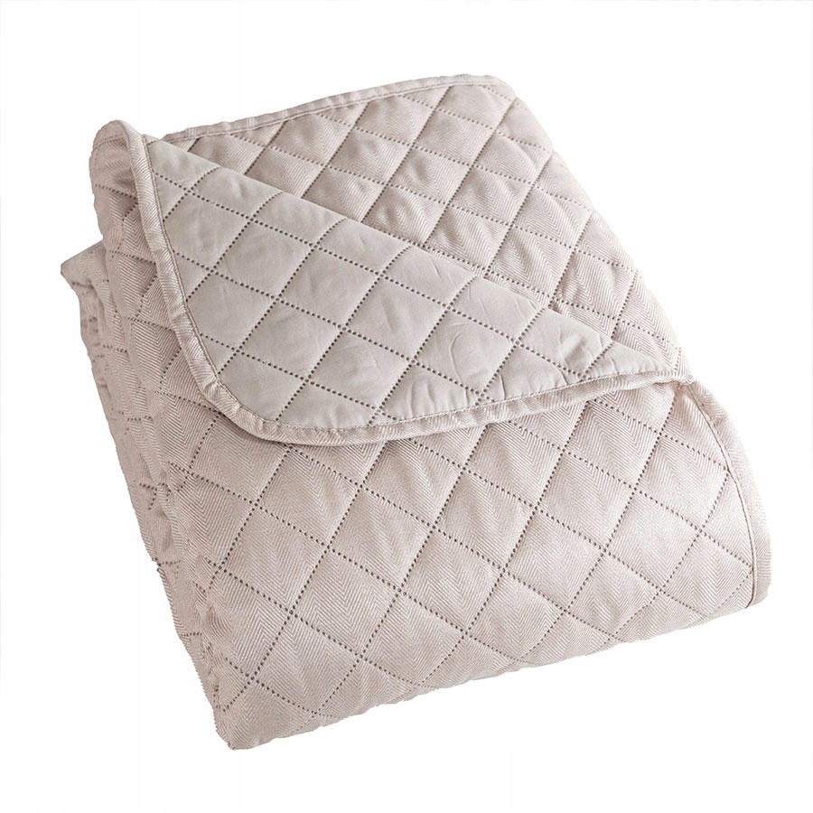 Dekorativní přehoz Jodełka 220x240 prošívaný, světle béžový