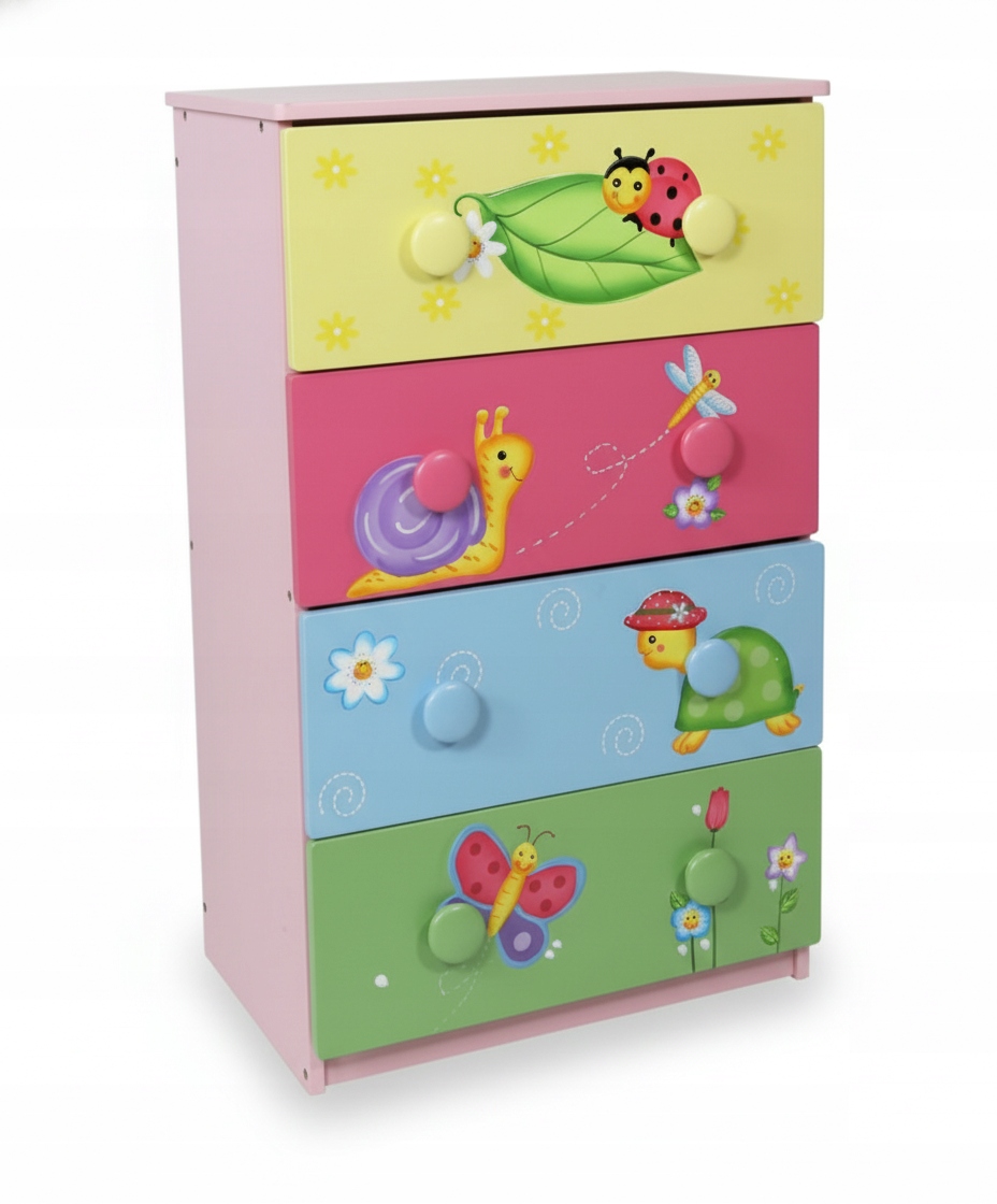 Komoda S Drevenými Zásuvkami 60x40x102 Ručne Maľovaná Komoda Pre Deti