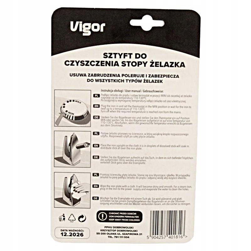 Sztyft czyścik do czyszczenia żelazka VIGOR /5015 Marka Vigor