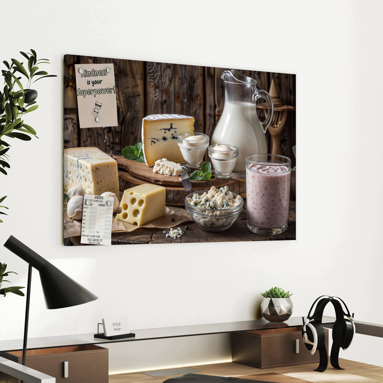Magnetická tabule Talíř seruw Mleko 60 × 40 cm
