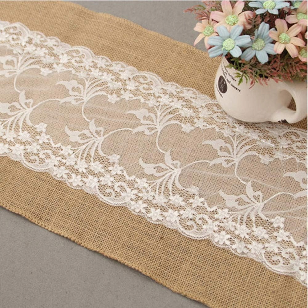 BIEŻNIK NA STÓŁ BRKURLEG JUTOWY 30 X 275 CM BOHO RUSTYKALNY Z KORONKĄ 1 SZT Marka inna