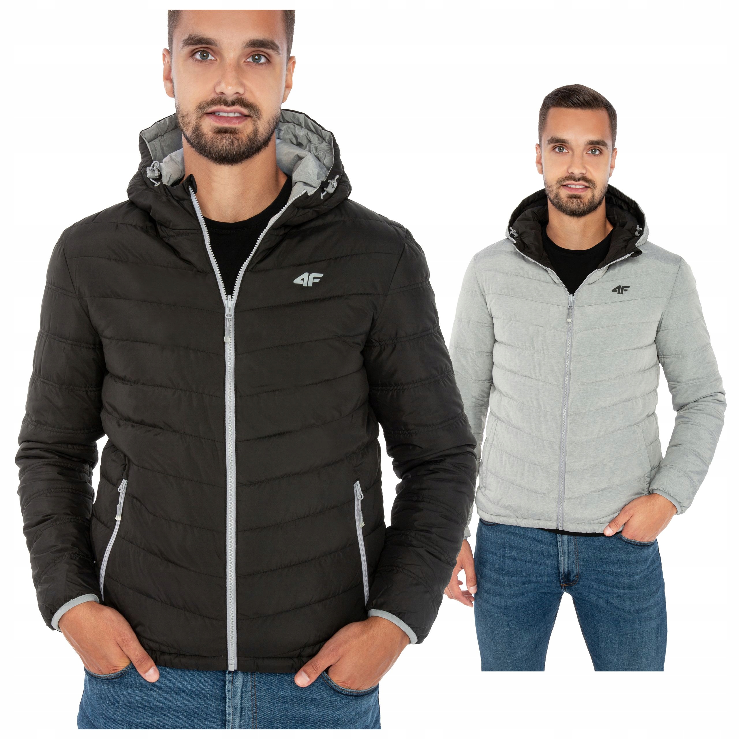 Kurtka 4F Męska Zimowa Dwustronna Szara R. XL