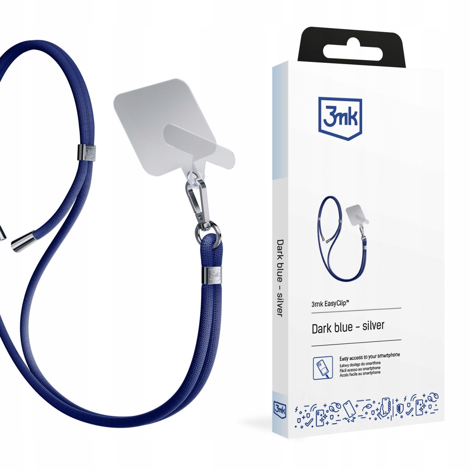 Smycz Do Smartfona Dark Blue (silver) 3MK Easyclip