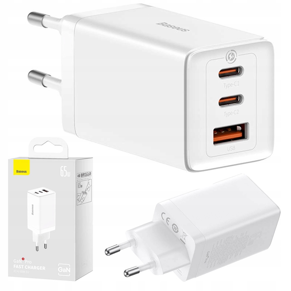 Ładowarka sieciowa Baseus GaN5 Pro 65 W biała