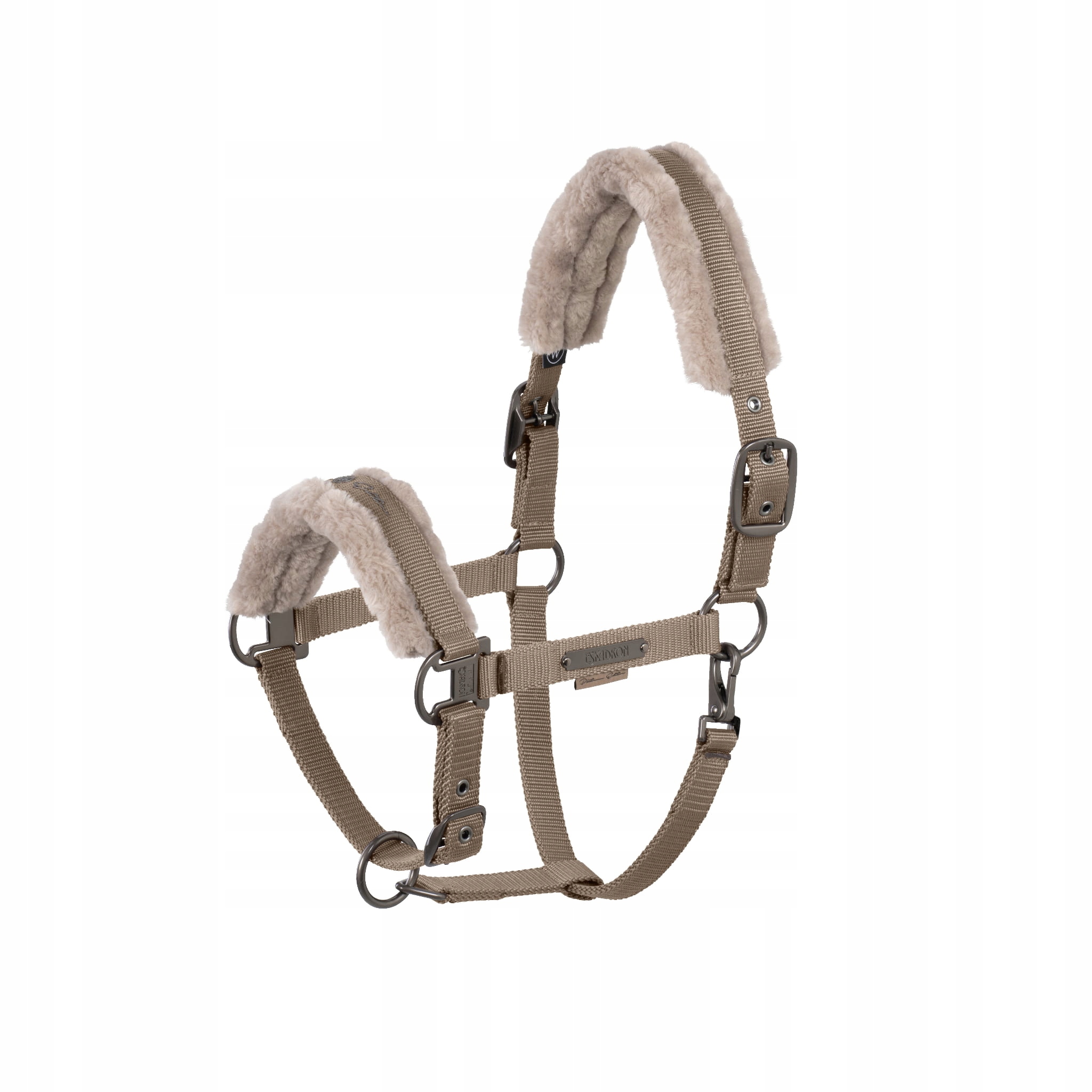 Eskadron uzda z umělé kožešiny s dvojitým jehlicem Platinum 25 kouřově šedohnědá celá