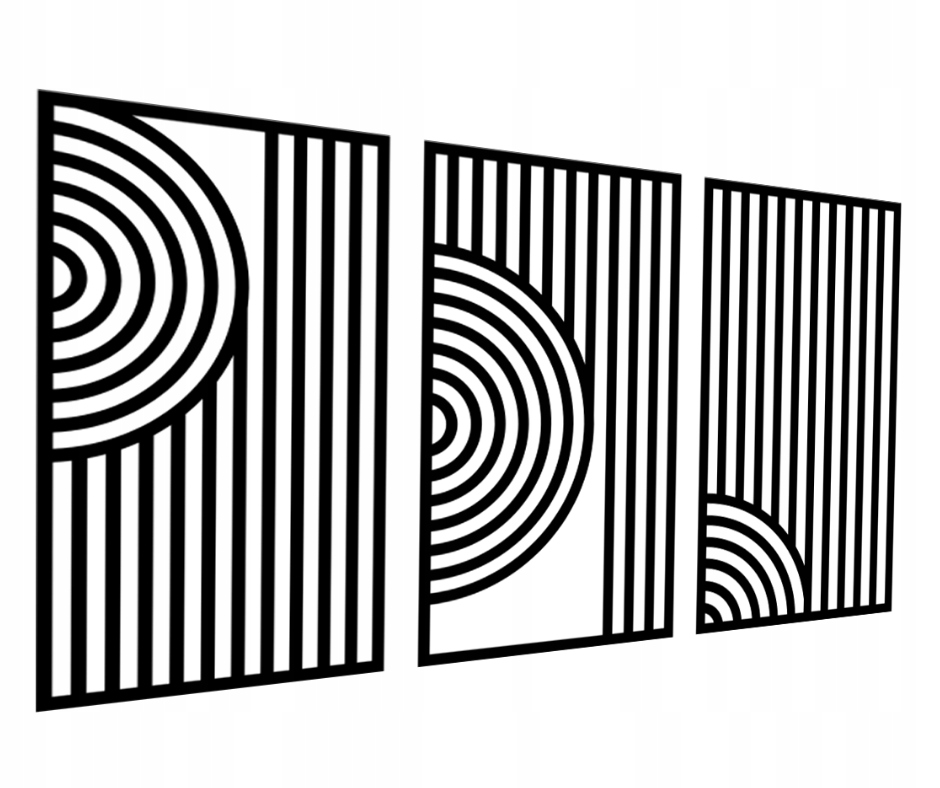 Geometrický Ažurový Obraz Do Kuchyně Obývacího Pokoje Nástěnná Dekorace Triptych 3D