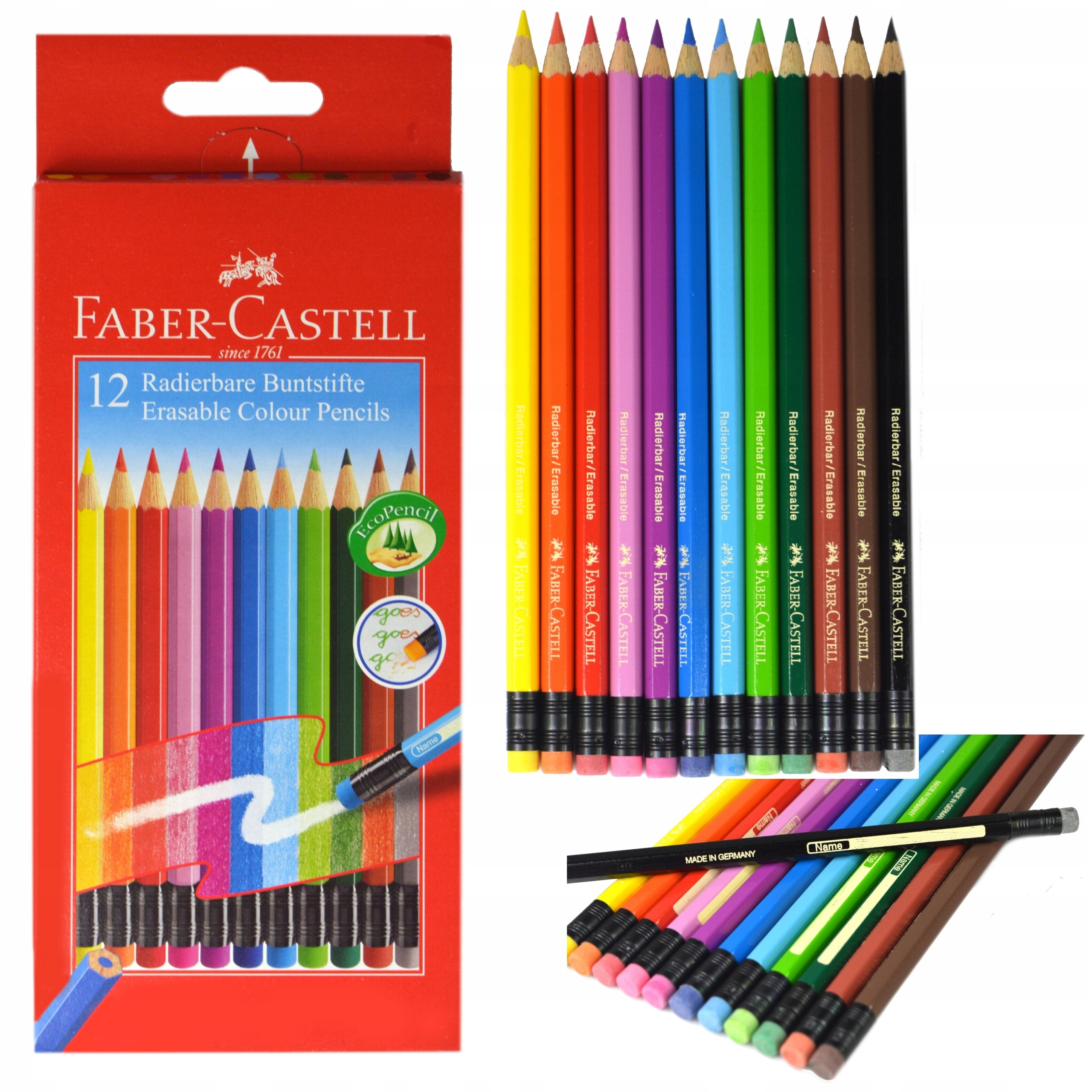 

Kredki wymazywalne Faber-castell Eco 12k z gumką