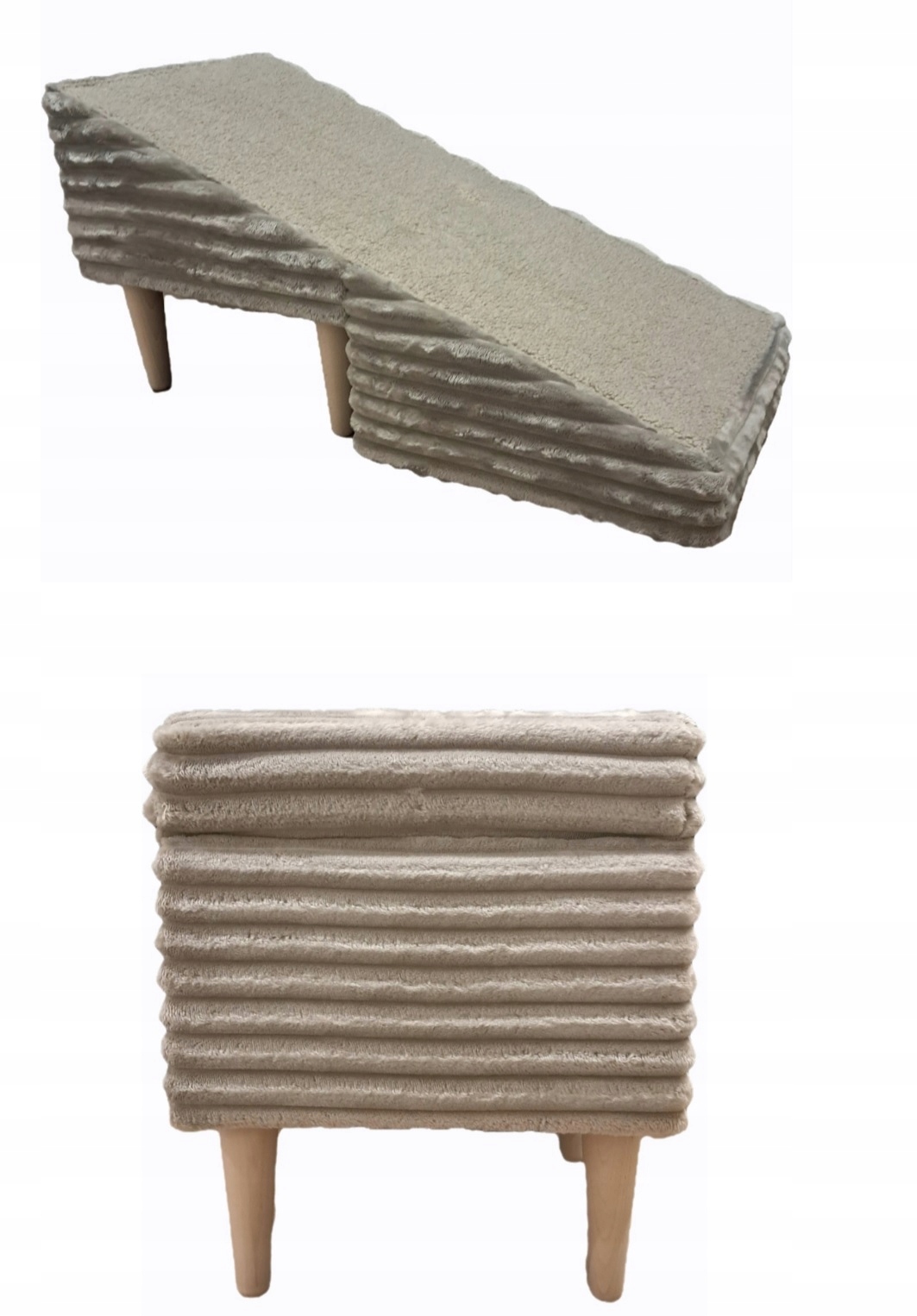 Podest Pufa 2w1 rampa dla psa i kota miękki sztruks beż Produkt Polski