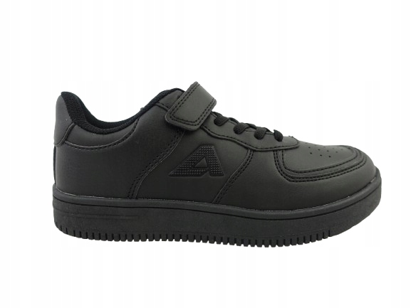 Dziecięce Buty Sportowe Sneakersy Czarne z ekoskóry na rzep wkł. Skóra 37