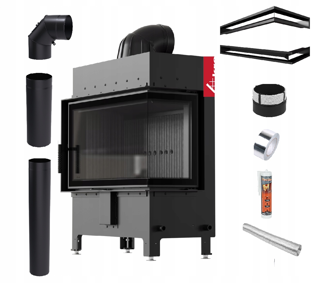 Krbová Vložka Lucy 14 kW Pravá Černá Ocelová Ekodesignová Sada