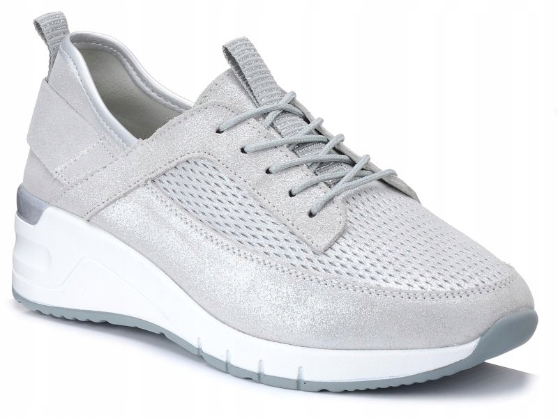 

Sneakersy Evento 1792 Srebrne Na Koturnie SKÓRA/38