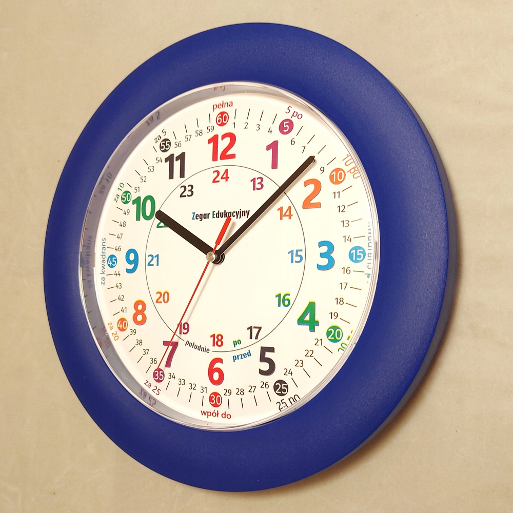 

Zegar do nauki czasu niebieski krokowy