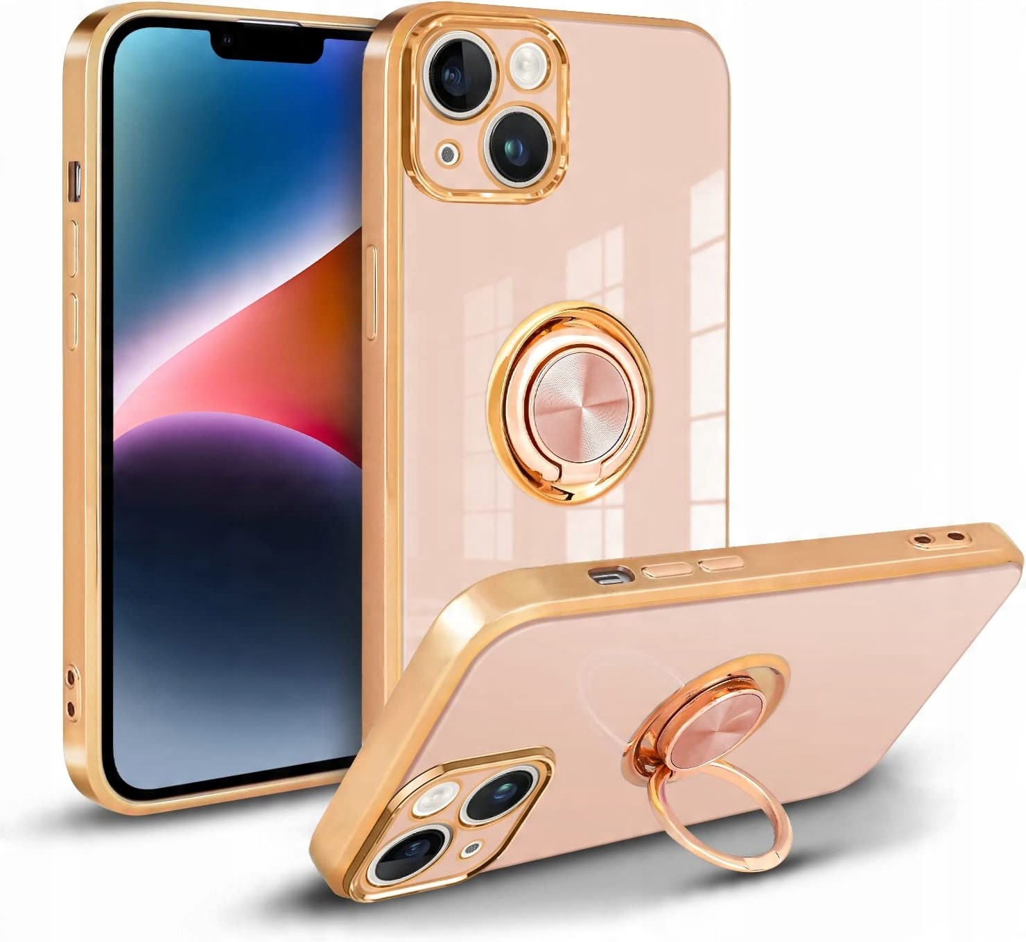 

Etui Plating Ring do Iphone 14 +szkło Hartowane 9H