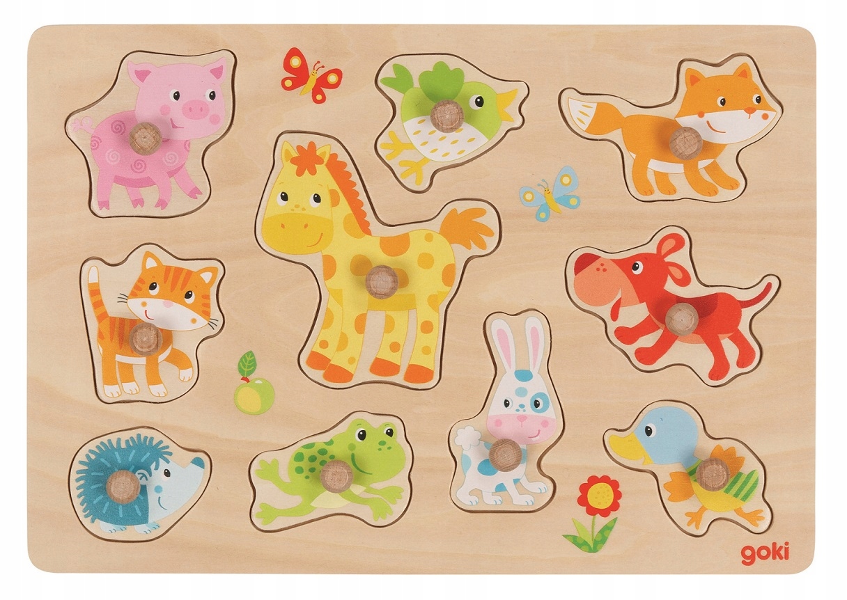 

Goki Puzzle drewniane Montesori Zabawne Zwierzątka