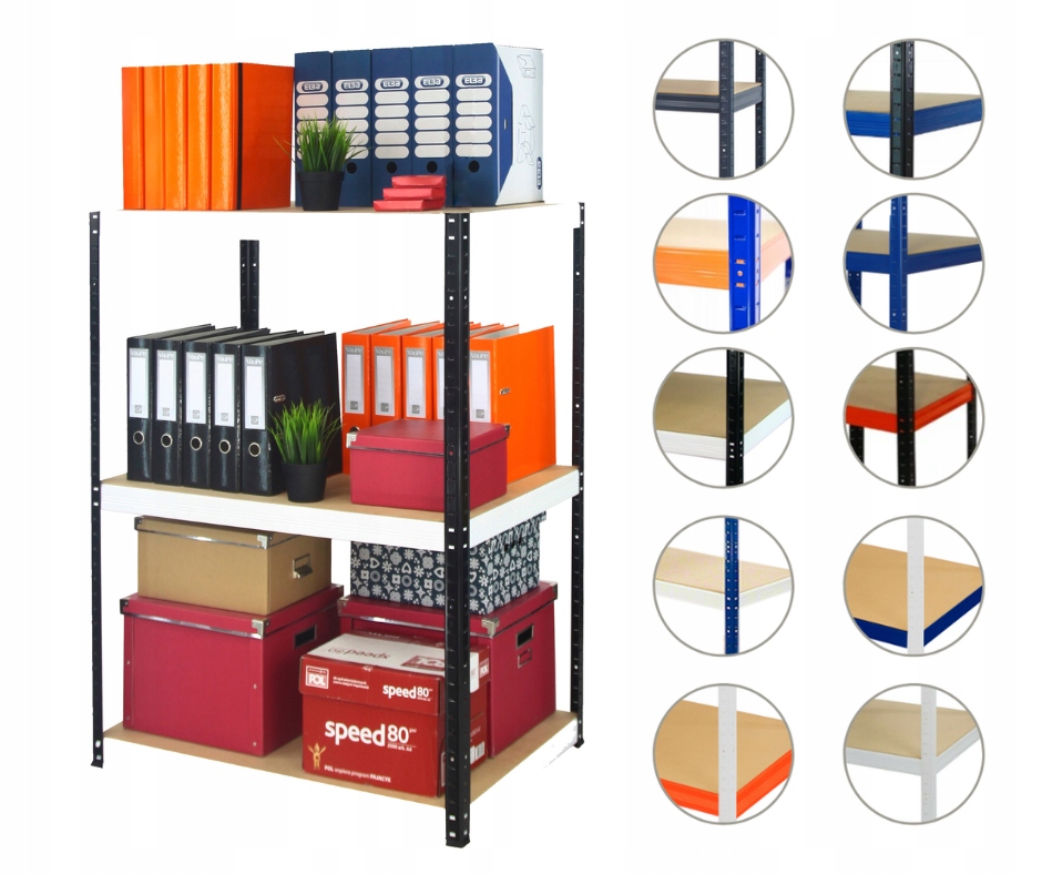 Kovový regál, garážový skladový regál Helios Hbw 90x120x30 3x175 kg