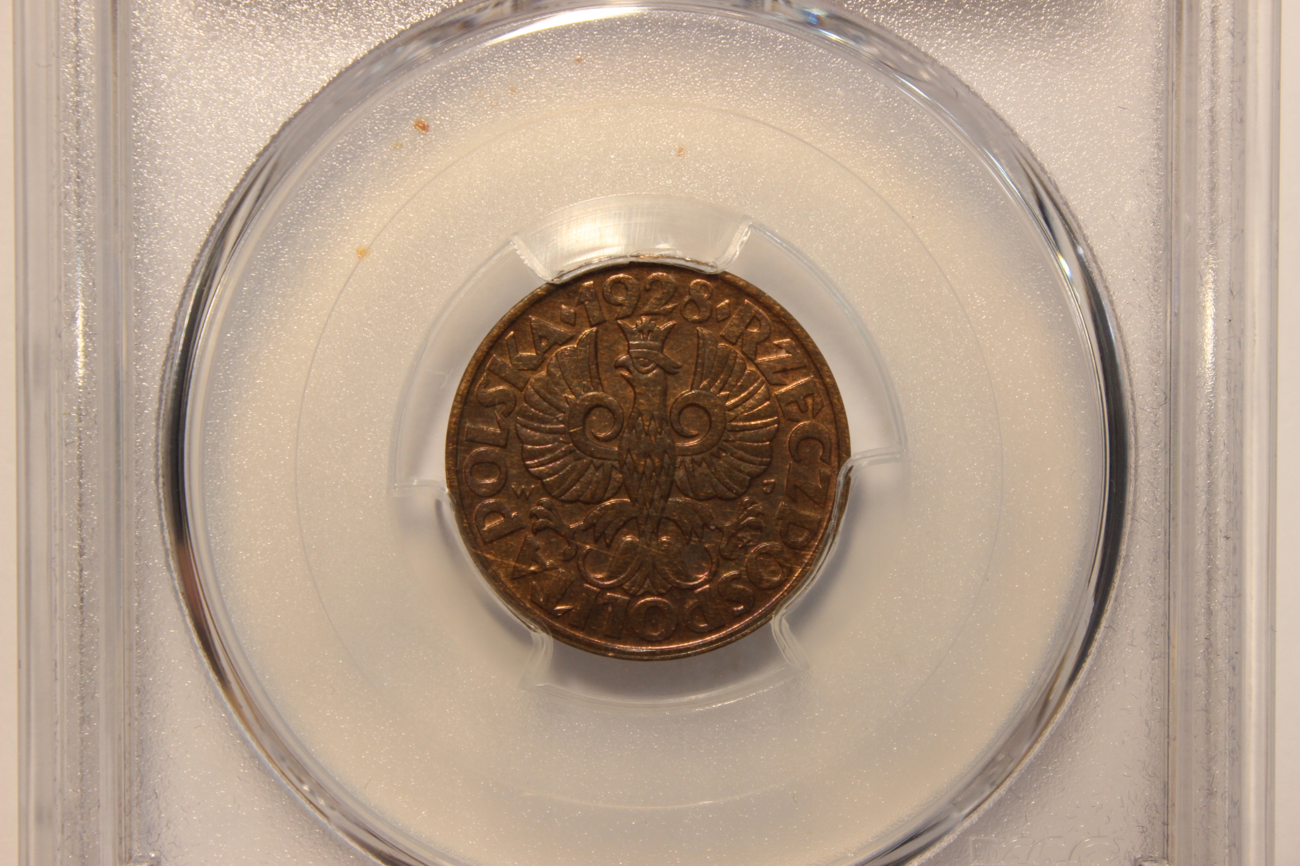 5 groszy 1928, PCGS MS64 RB MAX NOTA - RZADKIE