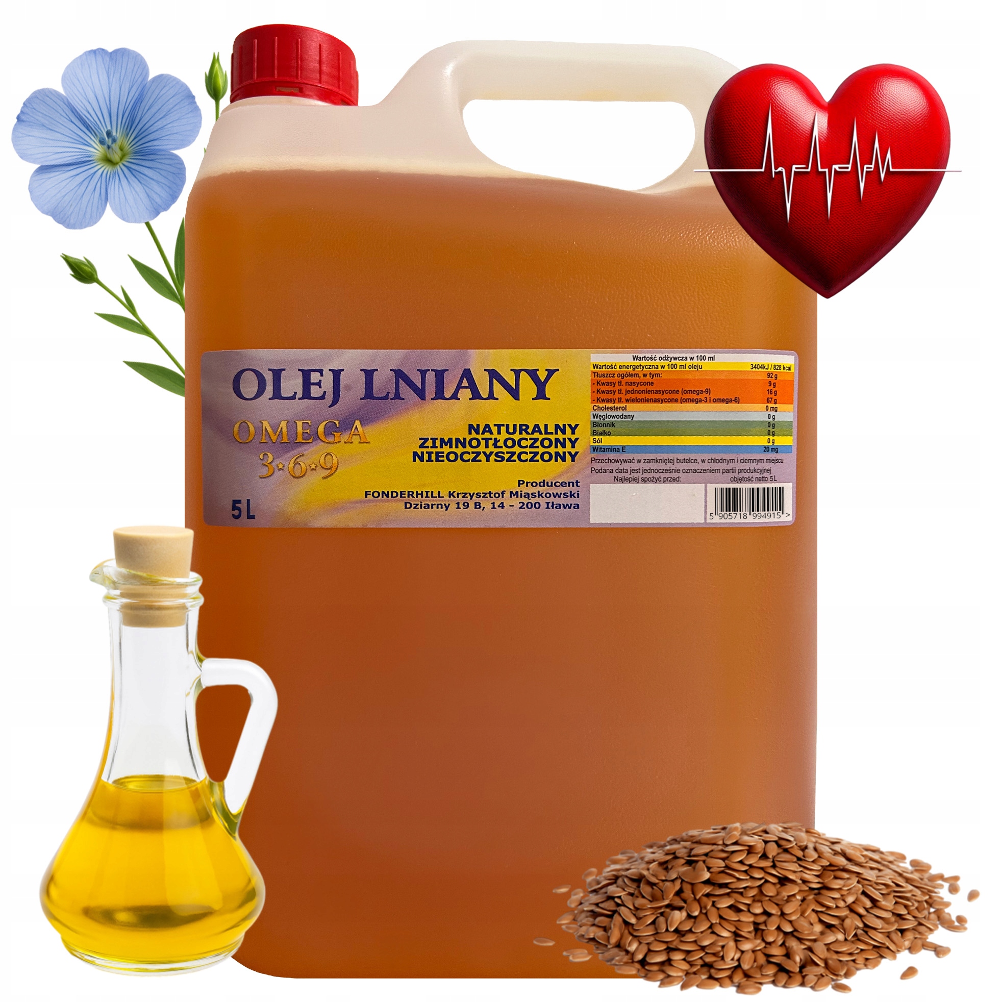 Levně Lněný Olej Budwig Lisovaný Za Studena Omega 3 Vitamíny 5L Eurolen