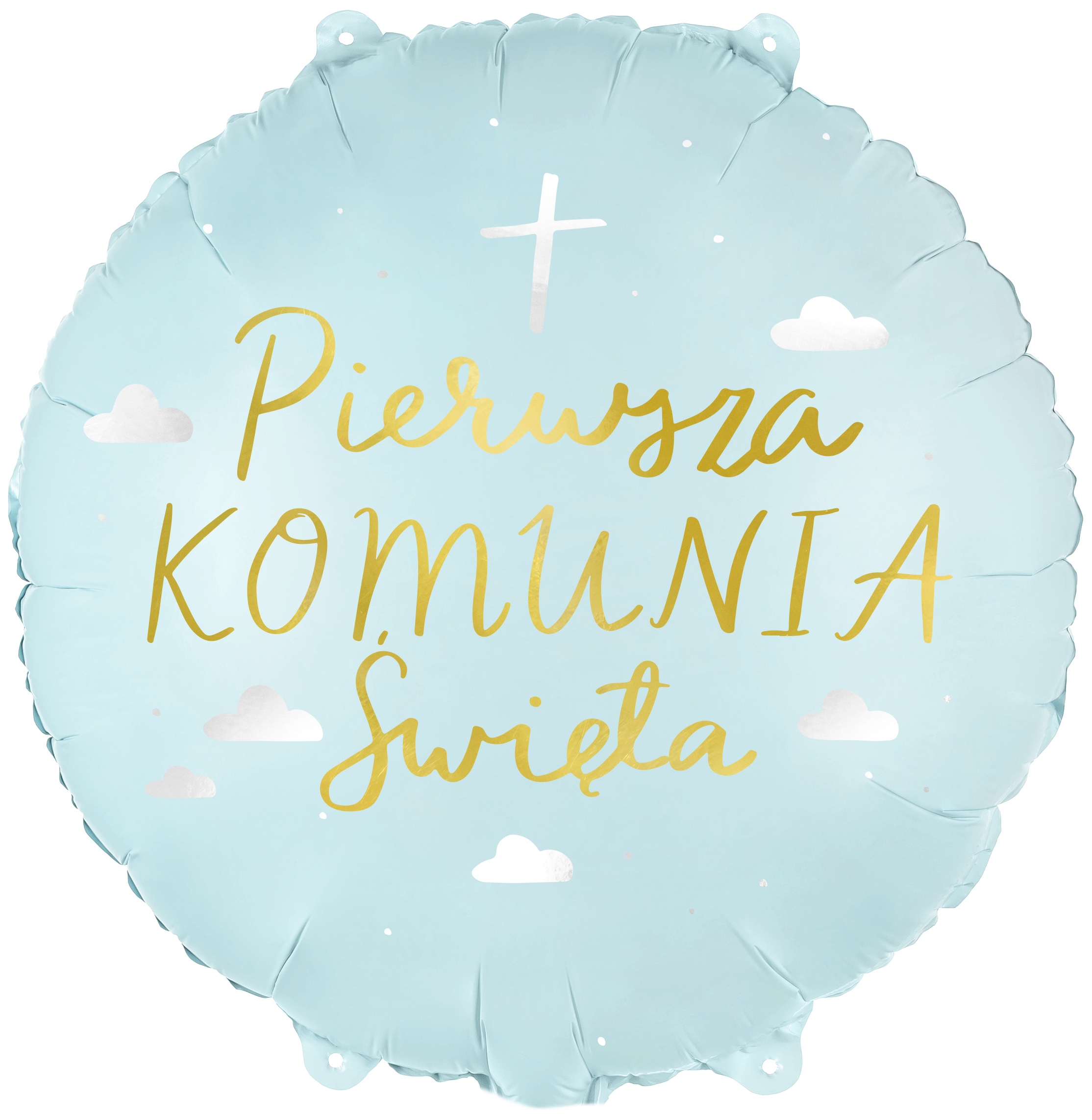 BALON FOLIOWY BŁĘKITNY PIERWSZA KOMUNIA 45CM-0796