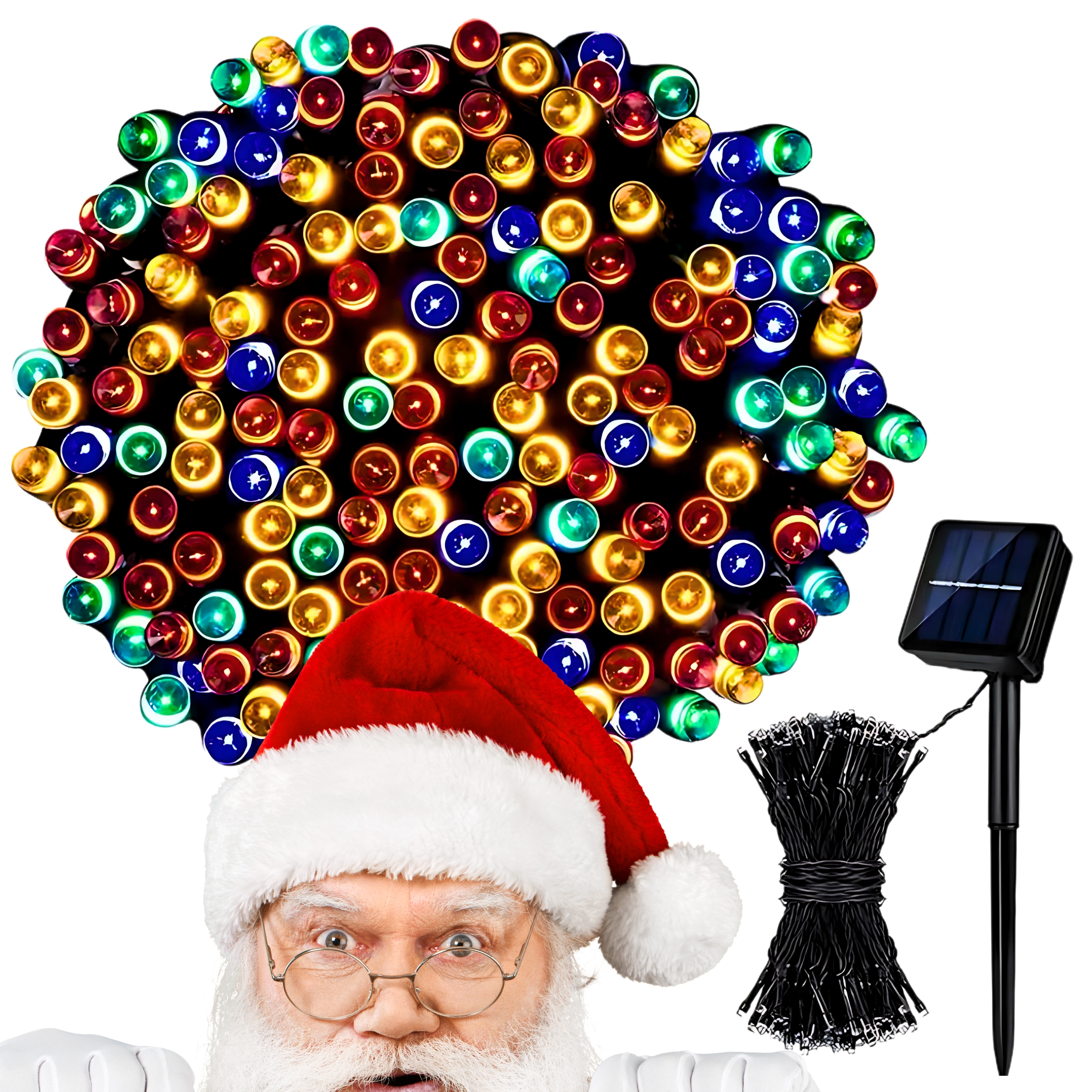 LAMPKI CHOINKOWE ŚWIĄTECZNE SOLARNE 200 LED ZEWNĘTRZNE MULTIKOLOR