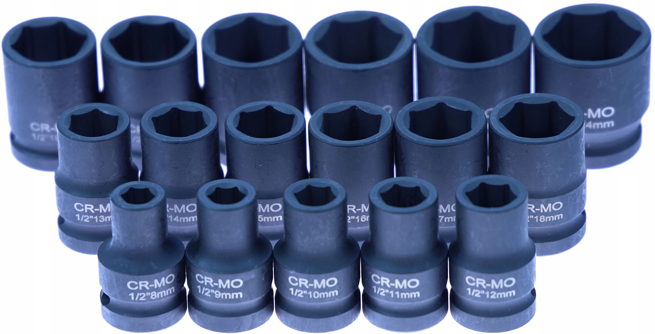 Nárazové nástavce 1/2", 8-24 mm, 17 ks, 6-hranné