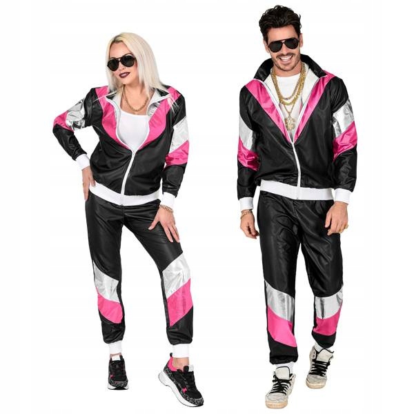 Kostým Teplákovka Černé Disco Party 80. Léta Unisex Karneval L