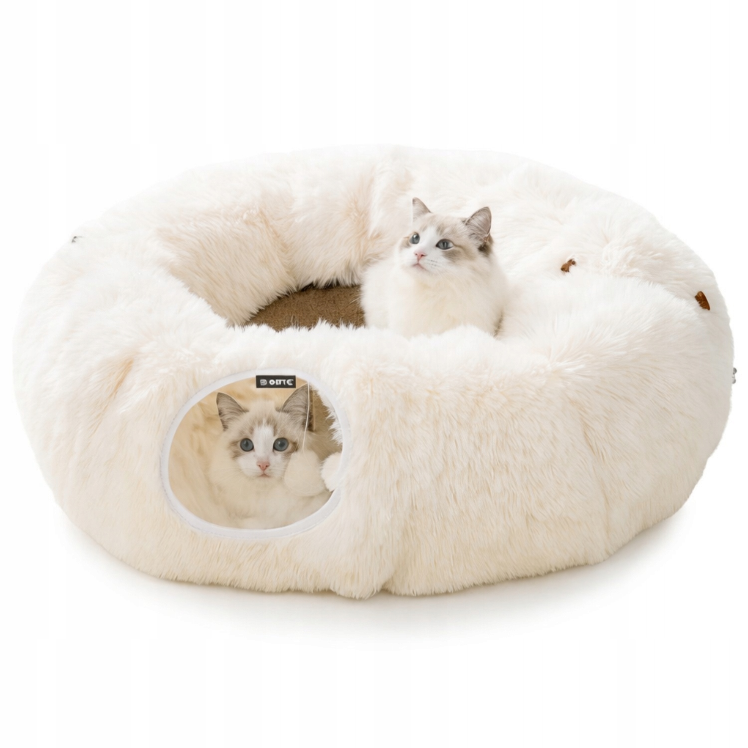 Levně Tunel pro kočky s pelíškem domeček na hraní pro kočku béžový Botc