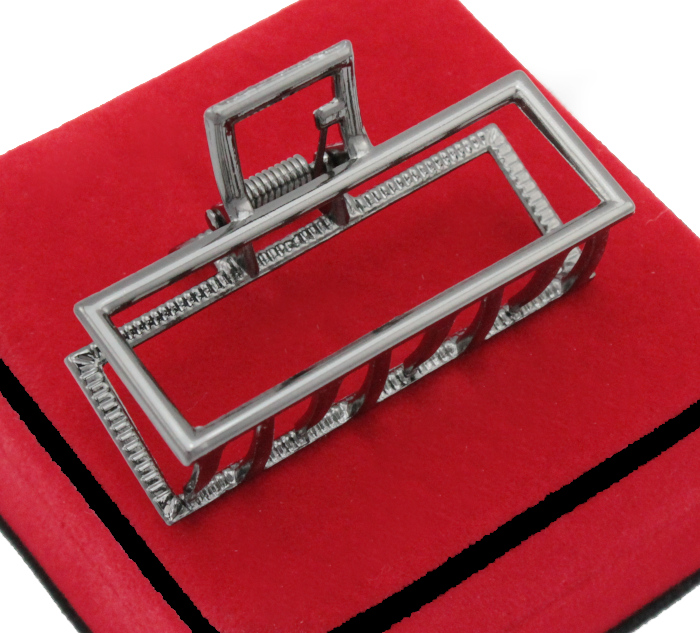 

Klamra Do Włosów Metalowa Grafit Okienko 7 cm