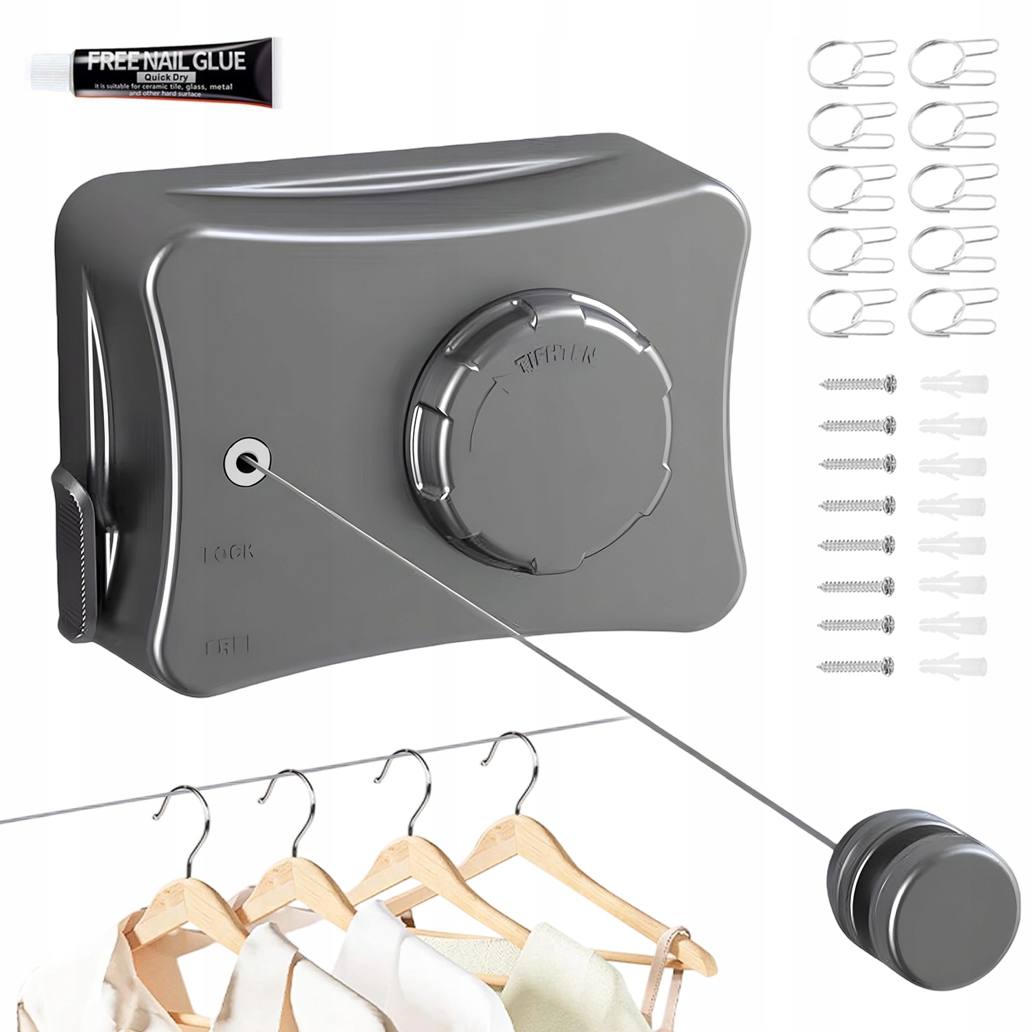 Levně Výsuvné Lanko Pro Sušení Oblečení Ocel 304 Nosnost 20 Kg Balkon Terasa 5.1 M