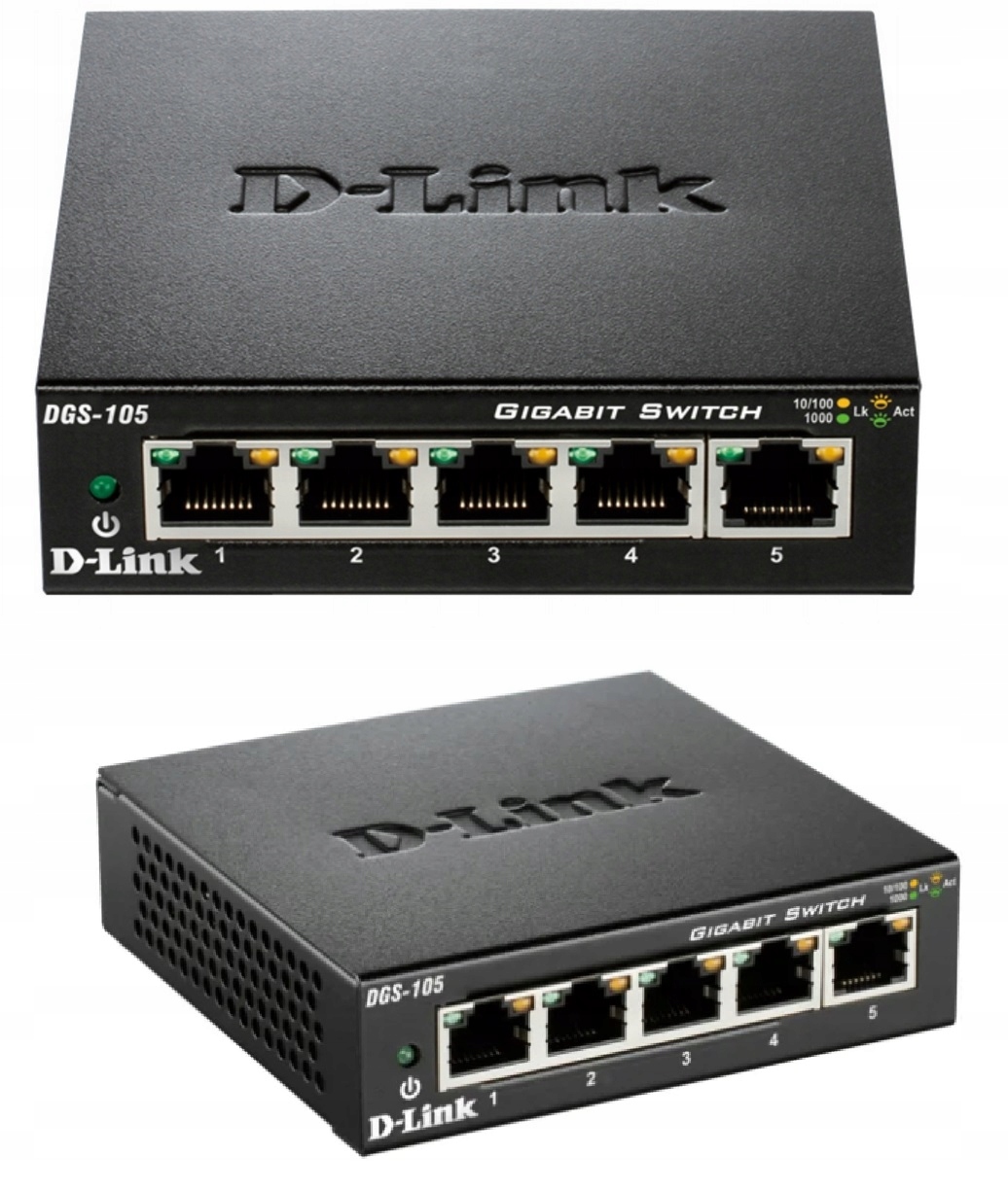 Switch DGS-105/E D-Link 5 portów 5x10/100/1000Mbit Gigabit Ethernet 10 Gb/s