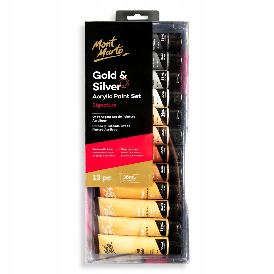 Sada Akrylů Gold&Silver Mont Marte 12x36ML