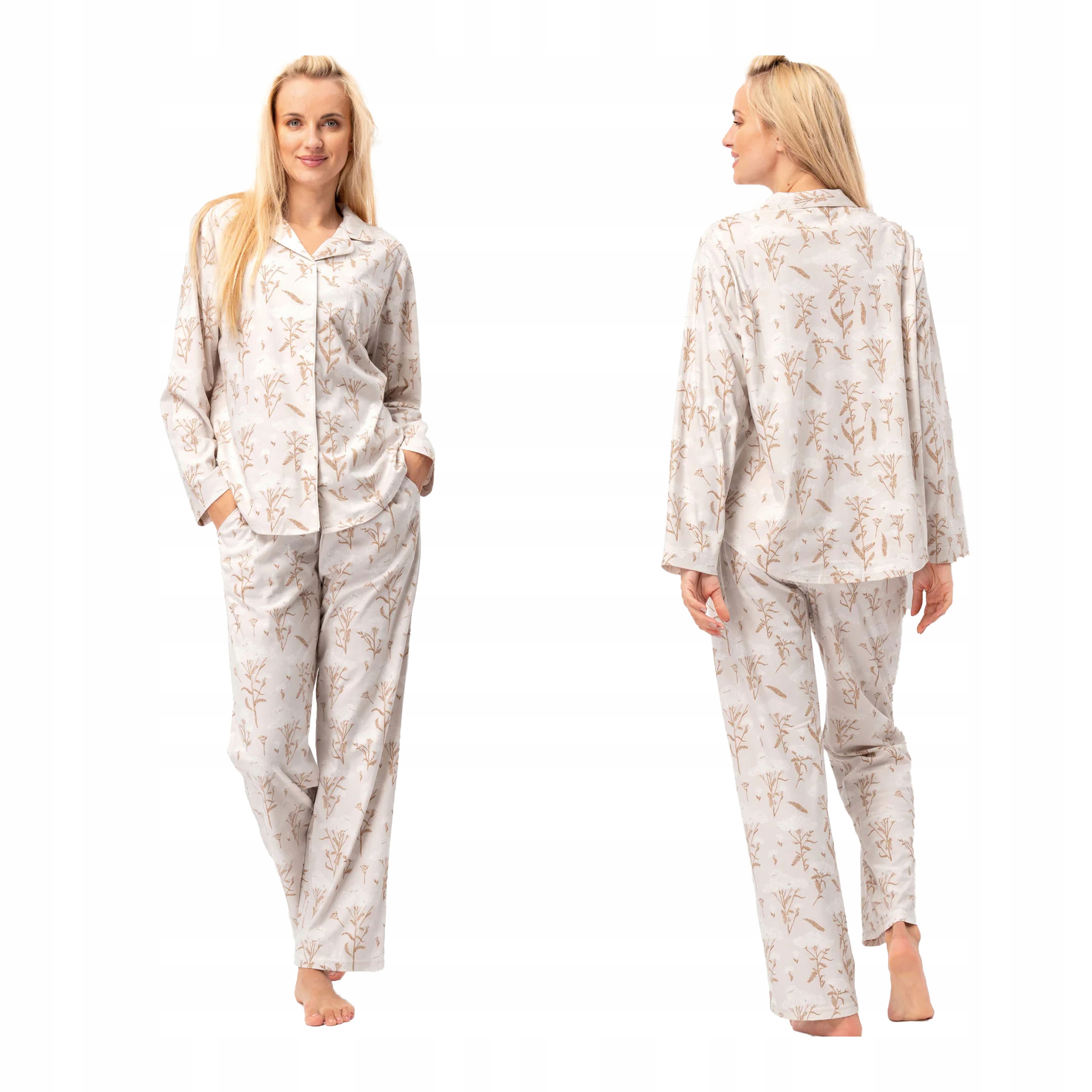 Dámské dvoudílné pyžamo s dlouhým rukávem a dlouhými rozepínacími kalhotami Key S